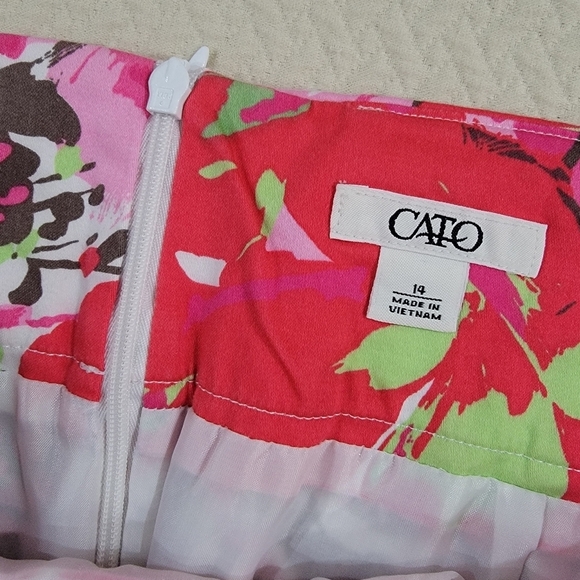 Cato Floral Pink Red Skirt Ruffle Size 14 Spring Summer Easter Party Pretty - Picture 9 of 12